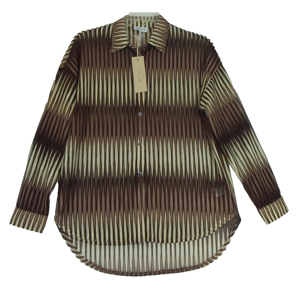 ACOA Women's Lightweight Multi‎ Color Button Down Shirt Size Small